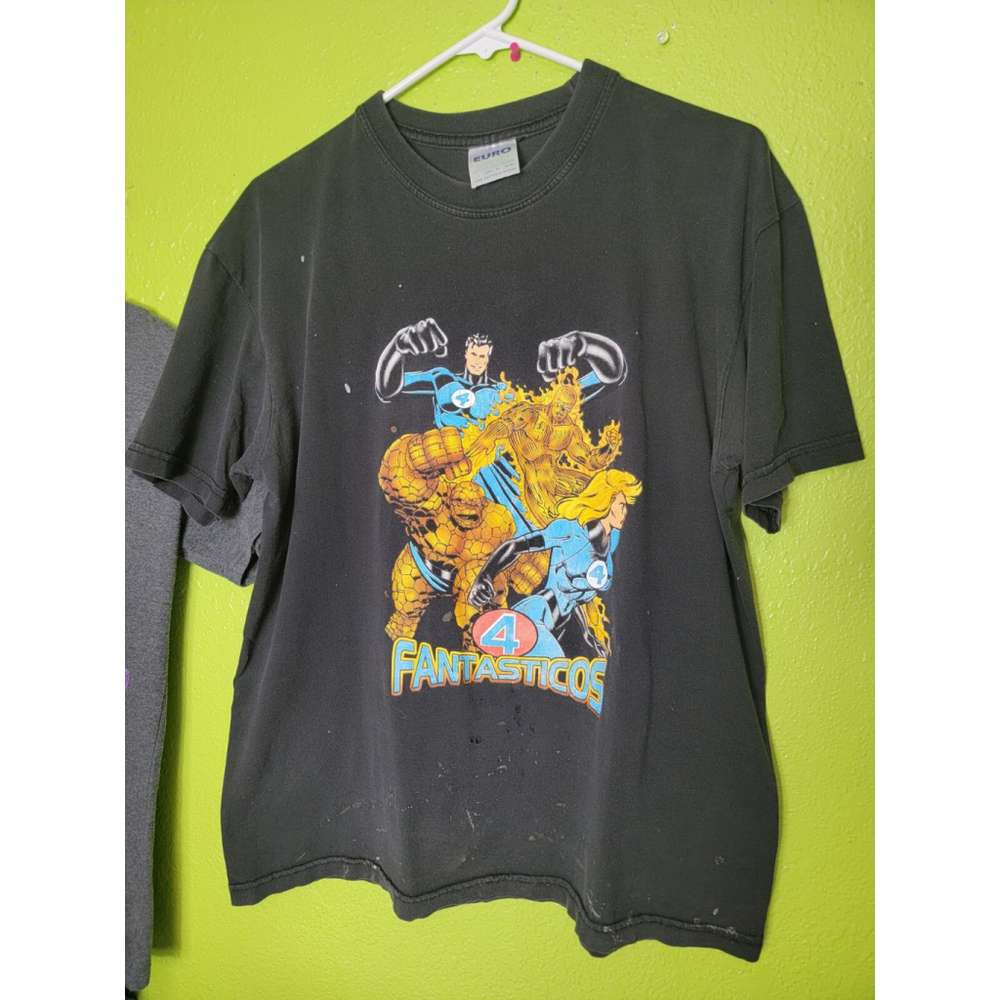 VTG Fantastic Four 4 Shirt Fantasticos Spanish Euro Tag 90s Y2K Distressed Rare